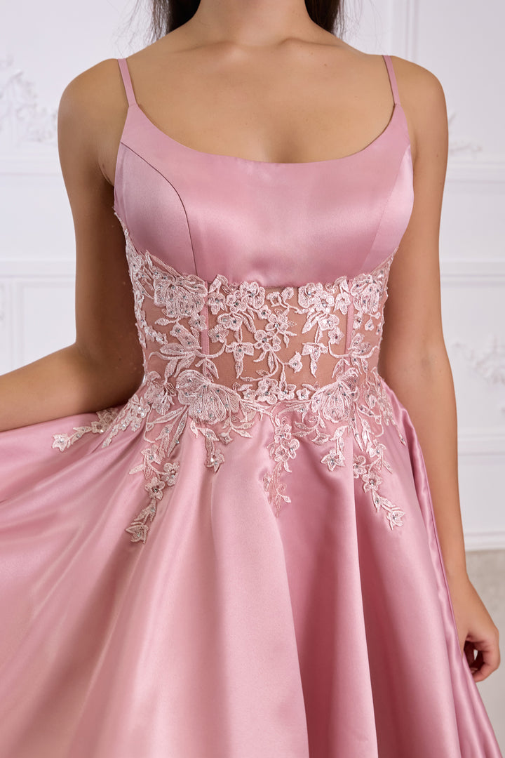 Satin Short Sleeveless A-line Dress by Ladivine CH2613