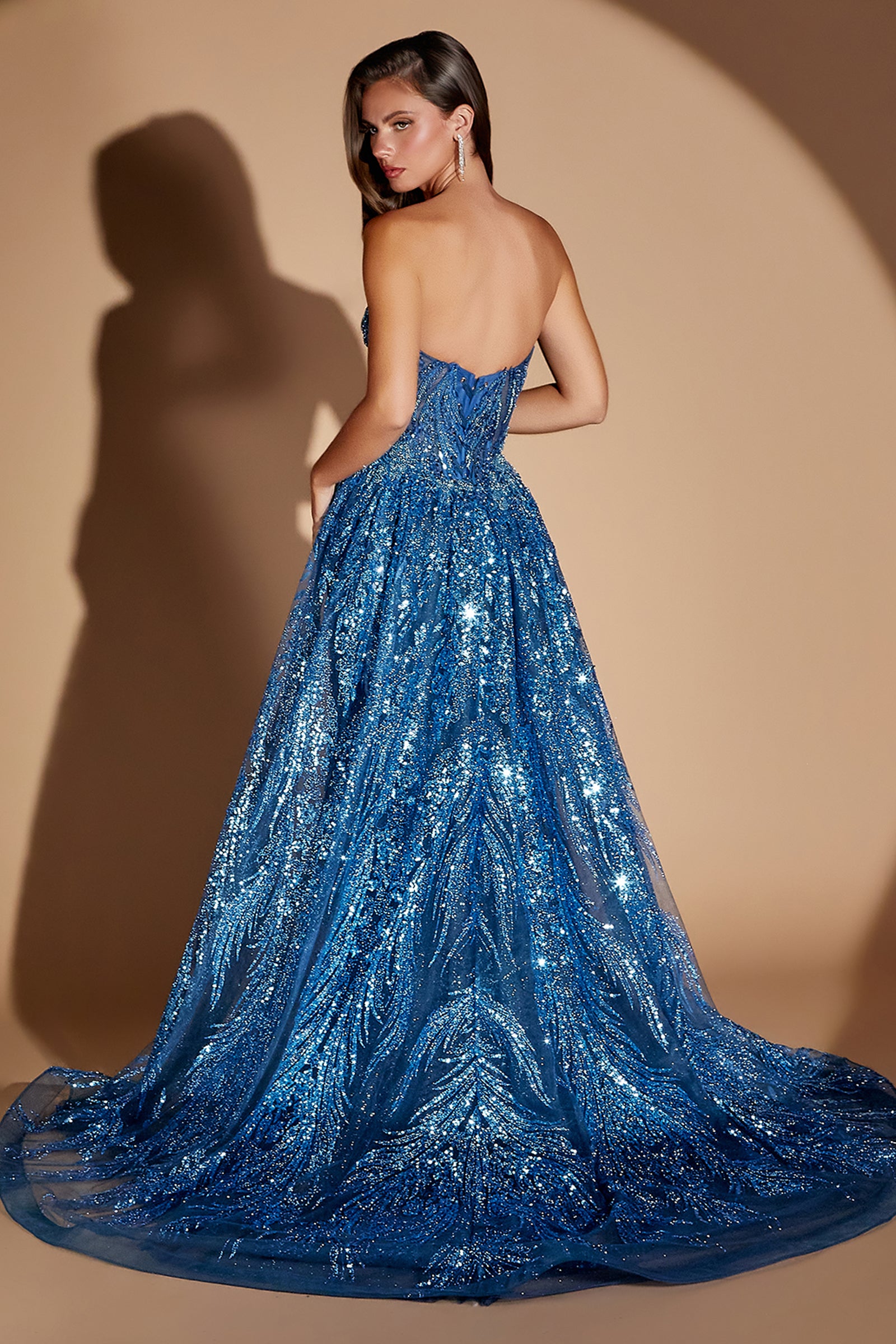 Beaded Strapless Overskirt Gown by Ladivine CM393 – ABC Fashion