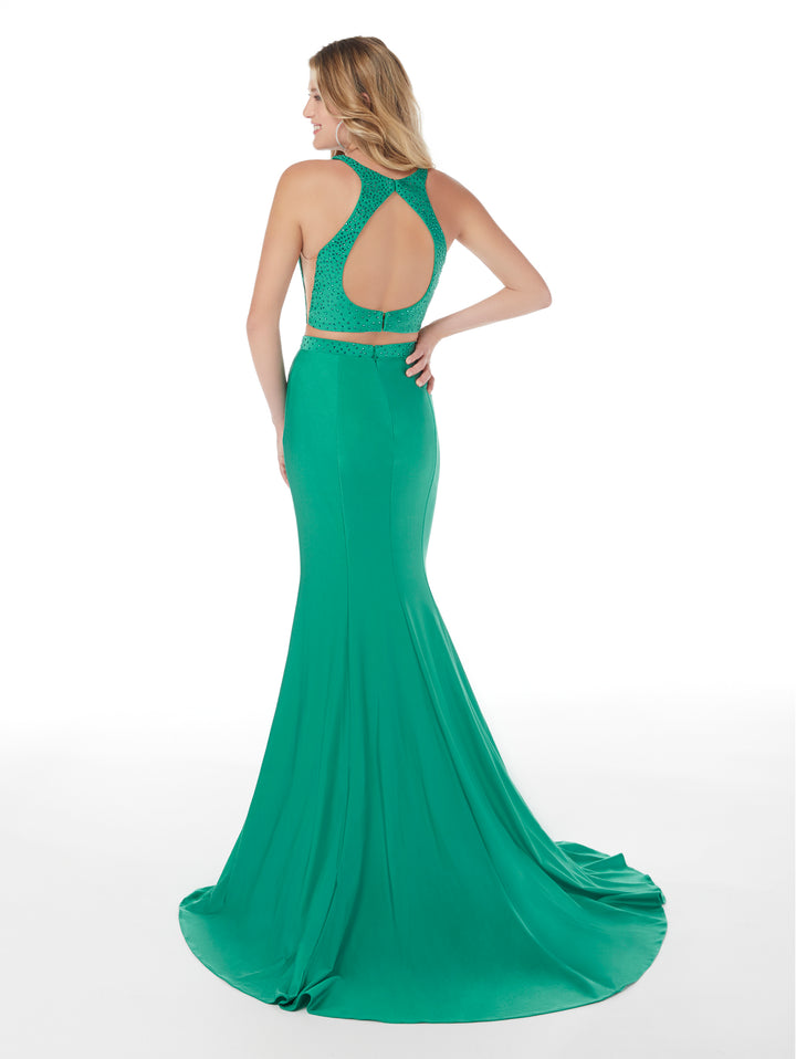 Fitted Halter Two Piece Slit Gown by Studio 17 12849