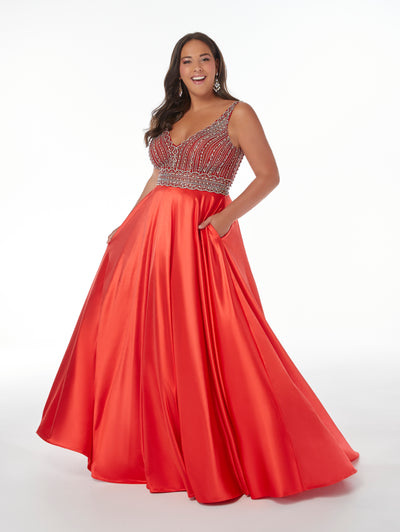 Plus Size Beaded Crepe A-line Gown by Tiffany Designs 16961