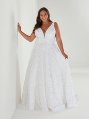 Plus Size Velvet Sequin A-line Gown by Tiffany Designs 16963