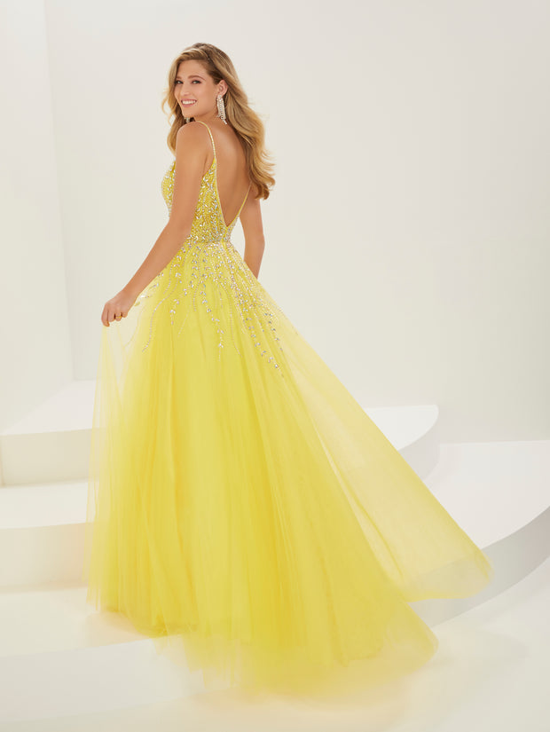 Beaded Tulle Sleeveless A-line Gown by Tiffany Designs 16934