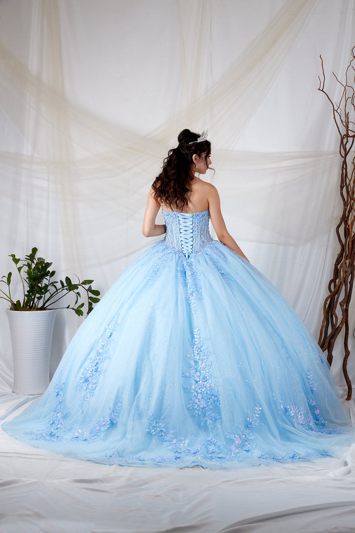 Floral Applique Strapless Ball Gown by Calla SCL-30047