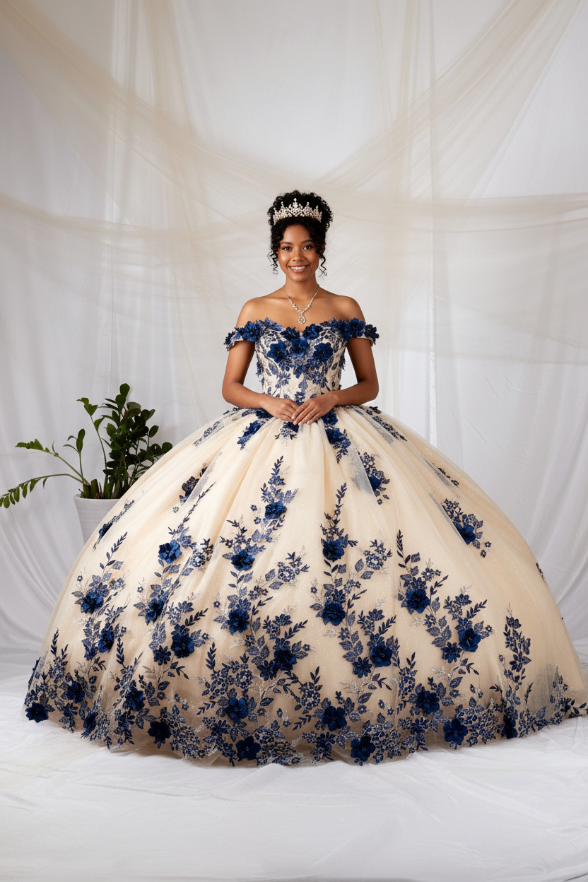 3D Floral Off Shoulder Ball Gown by Calla SCL-30036