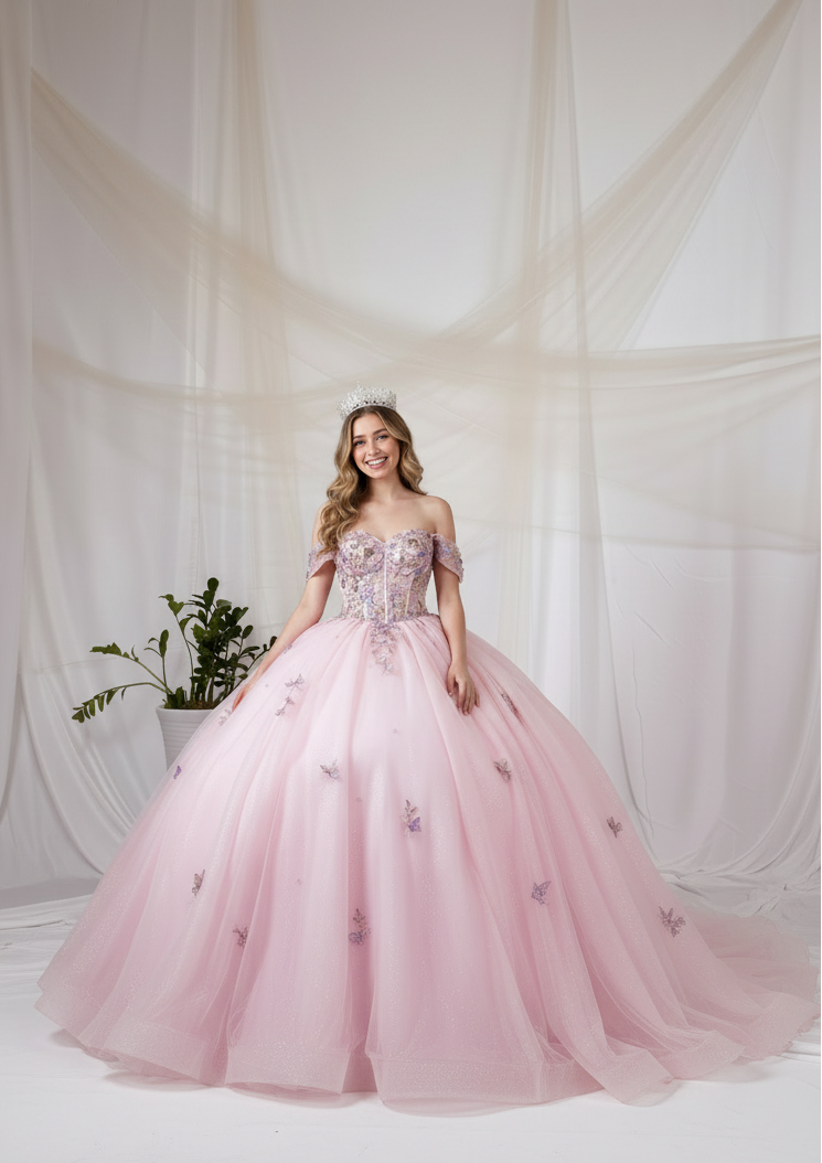 Applique Off Shoulder Bow Ball Gown by Calla SCL-30035