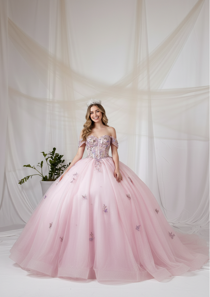 Applique Off Shoulder Bow Ball Gown by Calla SCL-30035