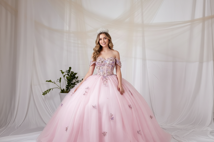 Applique Off Shoulder Bow Ball Gown by Calla SCL-30035