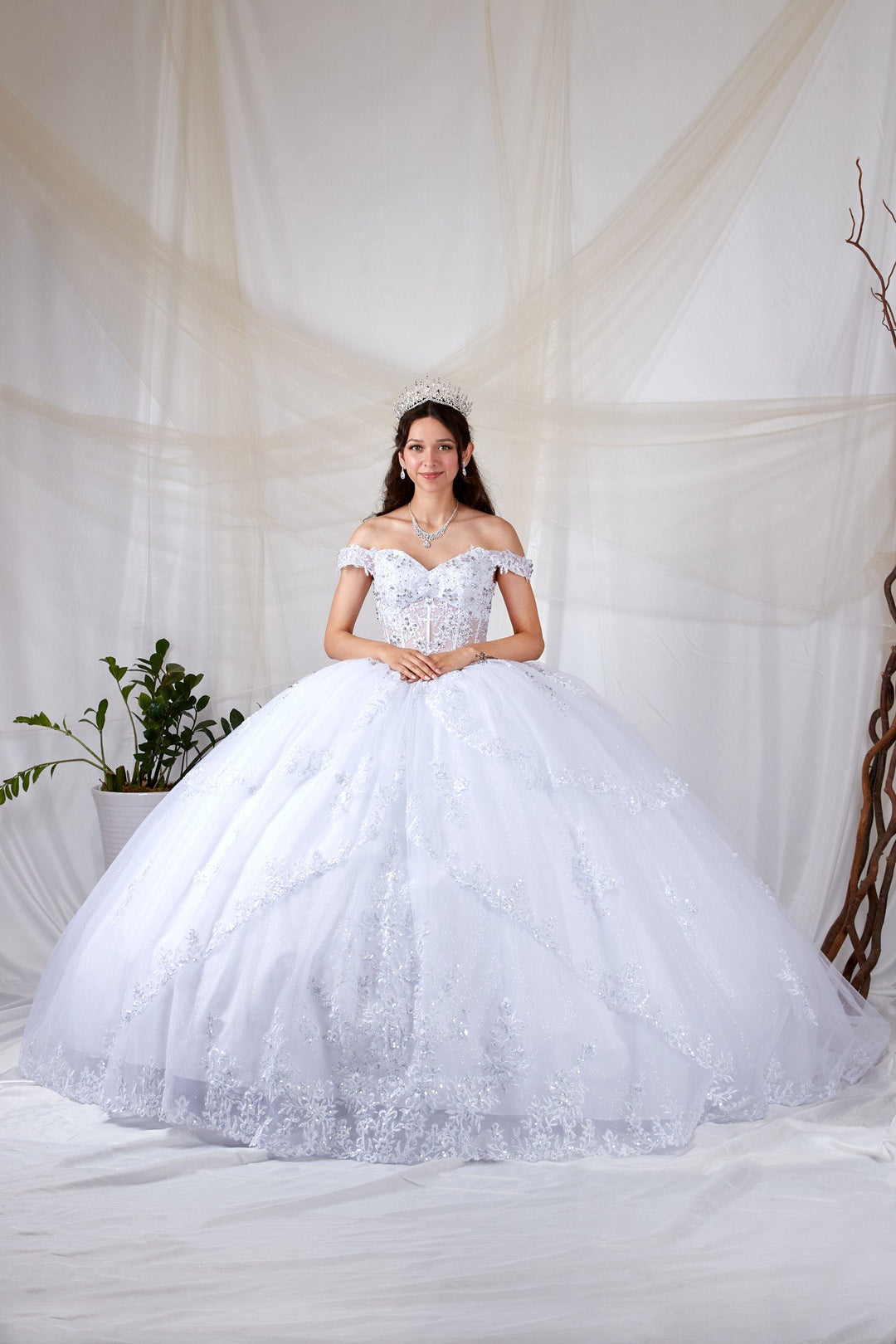 Off Shoulder Layered Ball Gown by Calla SCL-30040