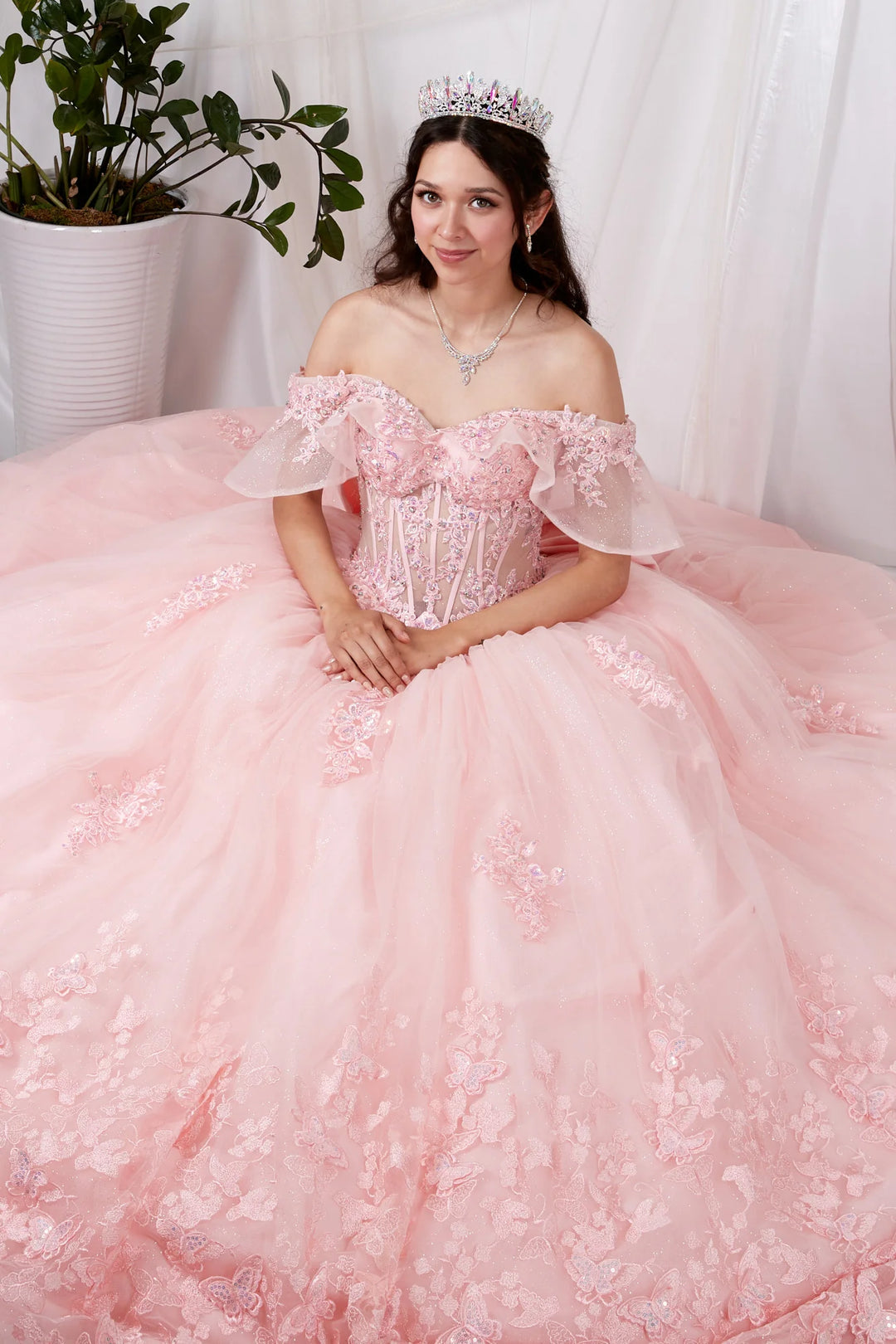 Applique Off Shoulder Bow Ball Gown by Calla SCL-30037