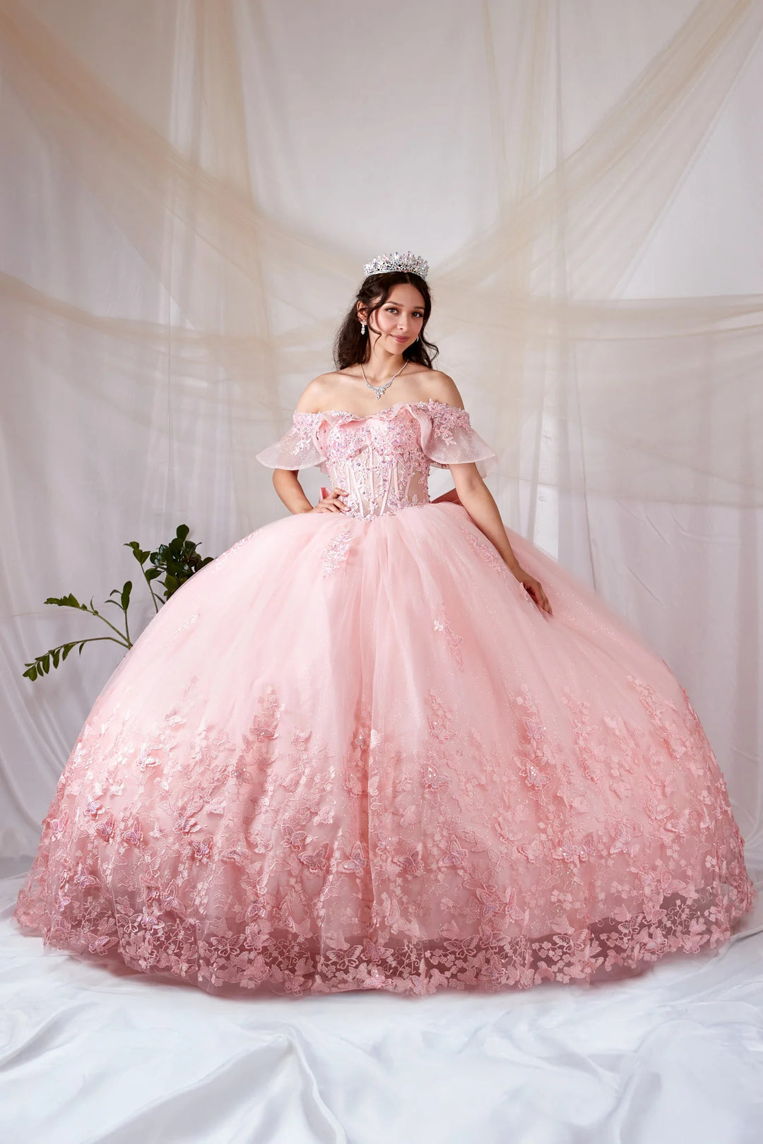 Applique Off Shoulder Bow Ball Gown by Calla SCL-30037