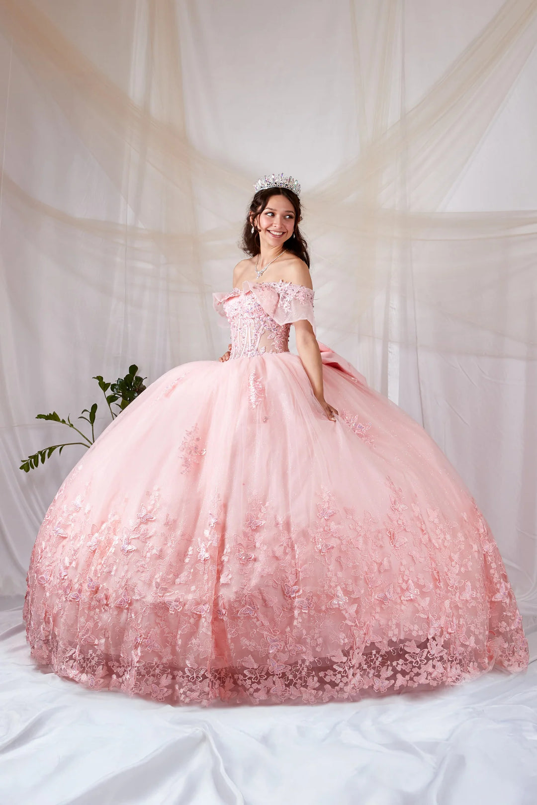 Applique Off Shoulder Bow Ball Gown by Calla SCL-30037