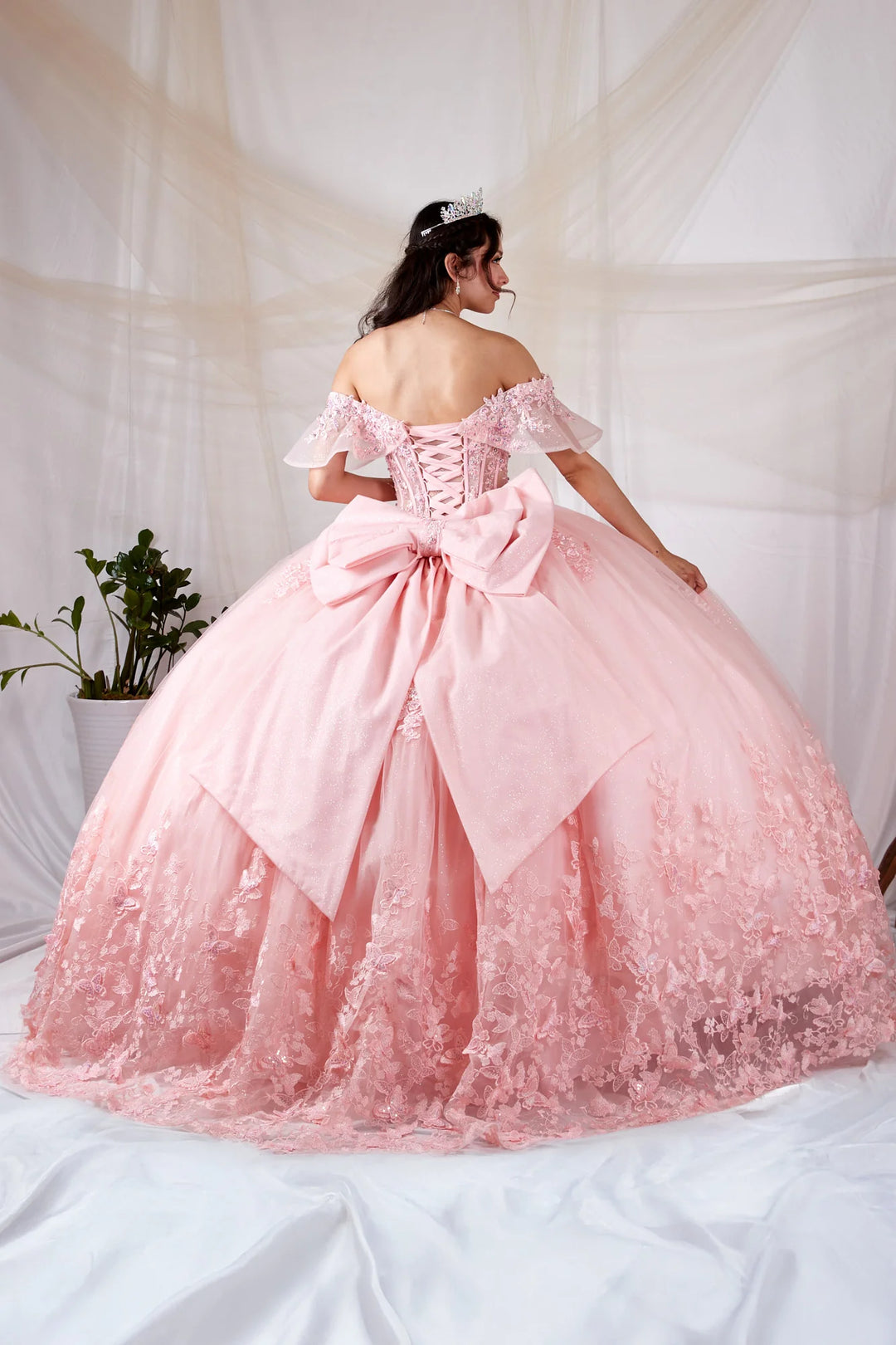 Applique Off Shoulder Bow Ball Gown by Calla SCL-30037