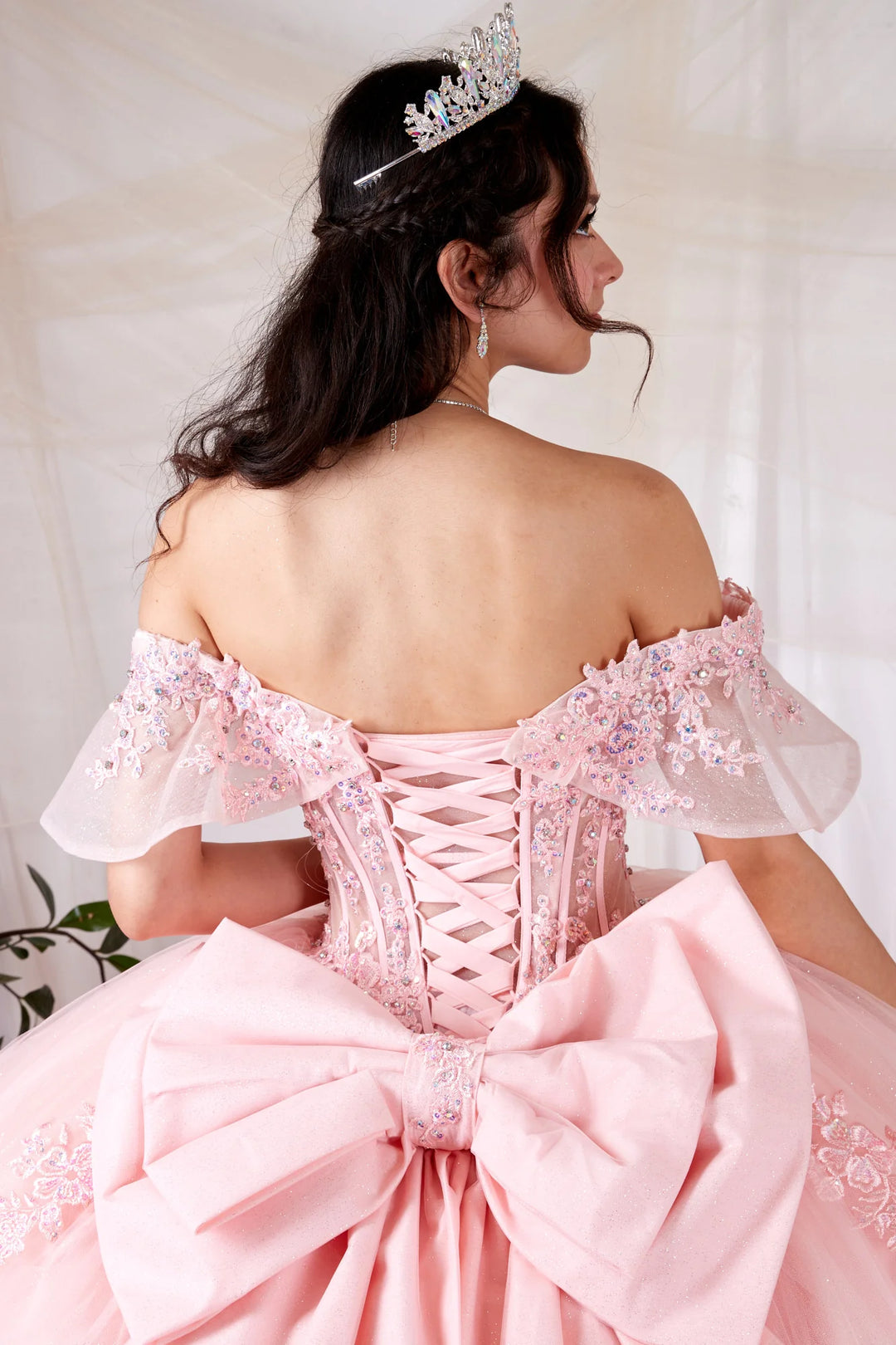Applique Off Shoulder Bow Ball Gown by Calla SCL-30037