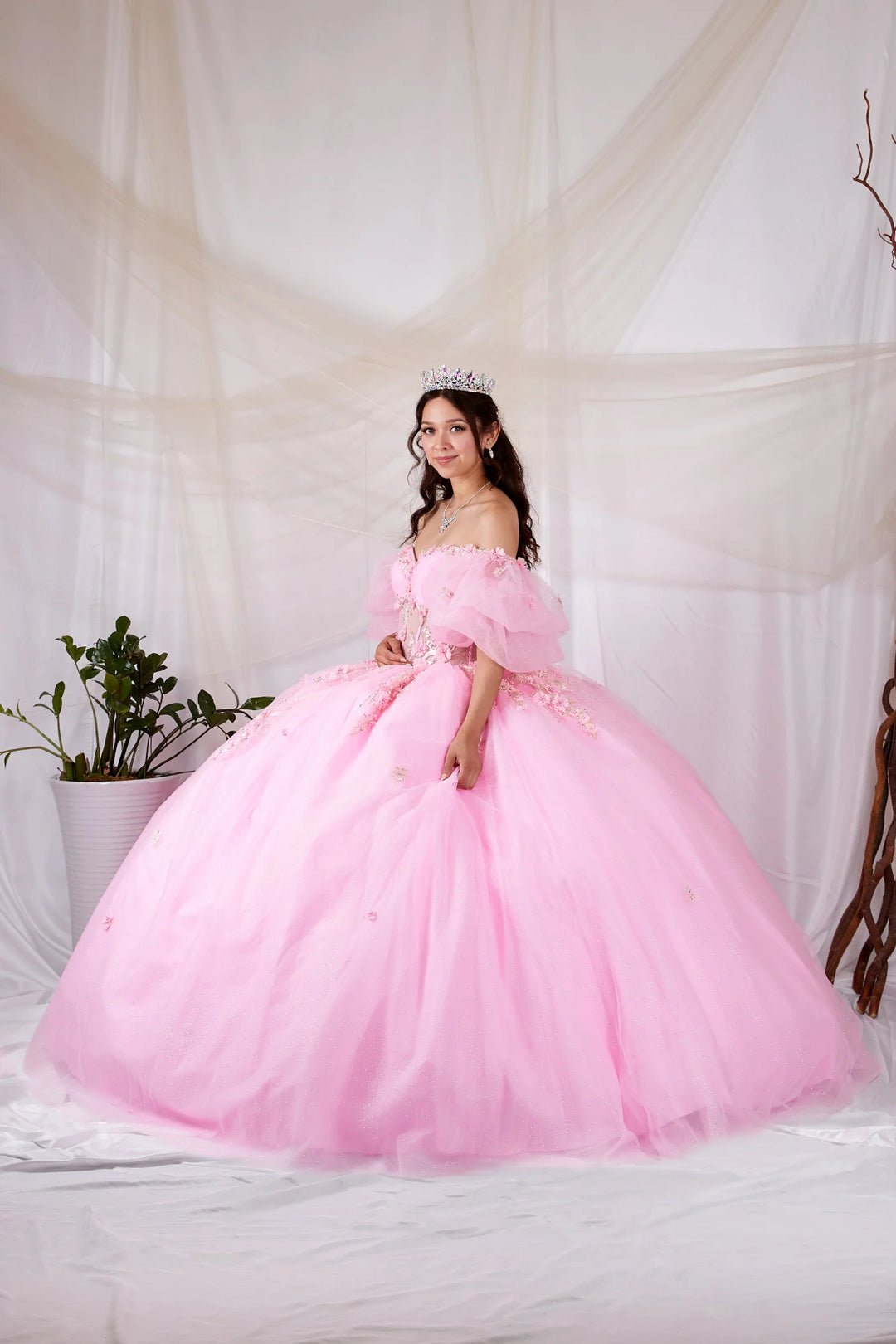 3D Floral Short Sleeve Ball Gown by Calla SCL-30032