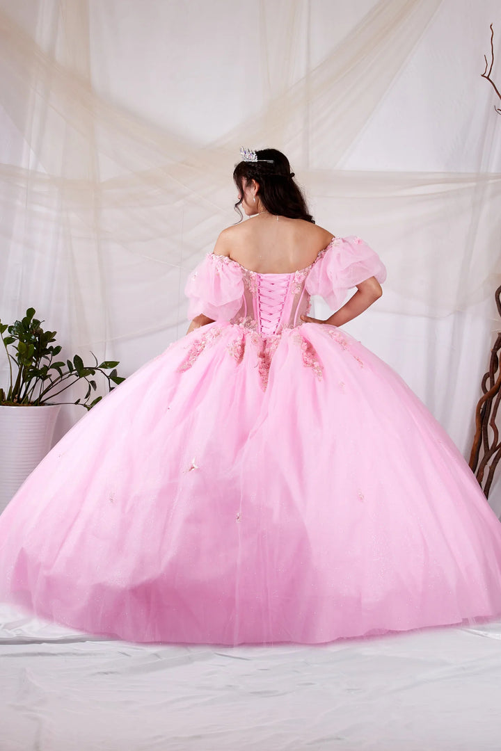 3D Floral Short Sleeve Ball Gown by Calla SCL-30032