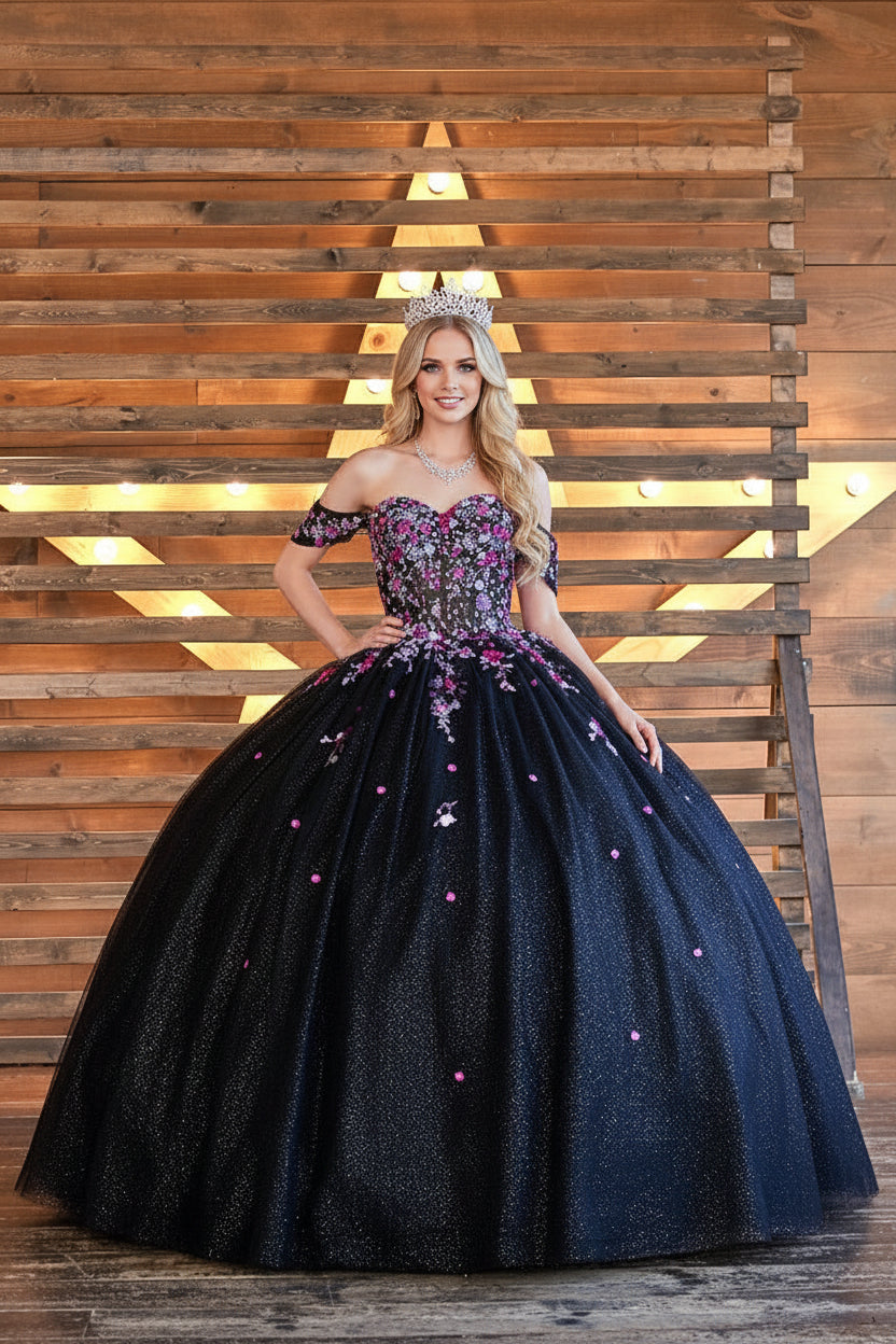 Applique Off Shoulder Bow Ball Gown by Calla SCL-30035