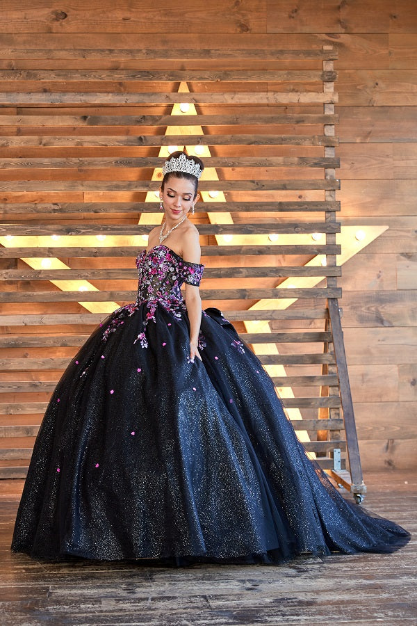 Applique Off Shoulder Bow Ball Gown by Calla SCL-30035