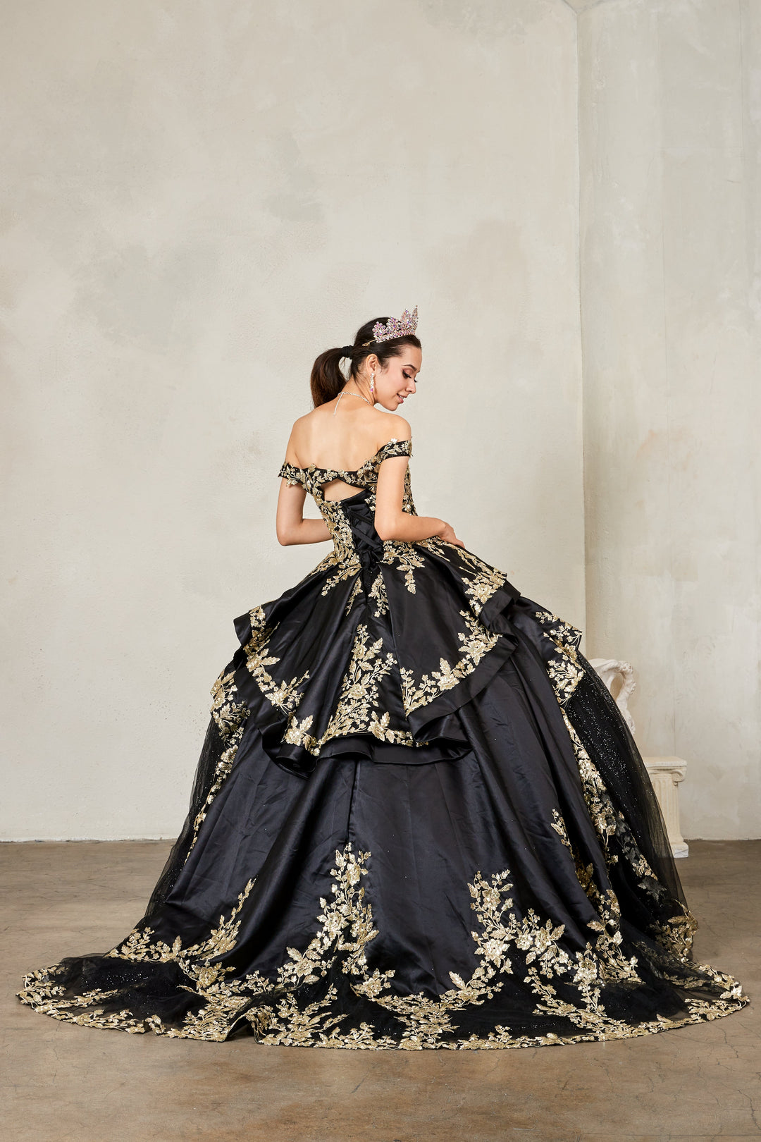 Applique Off Shoulder Ball Gown by Calla SCL-30020