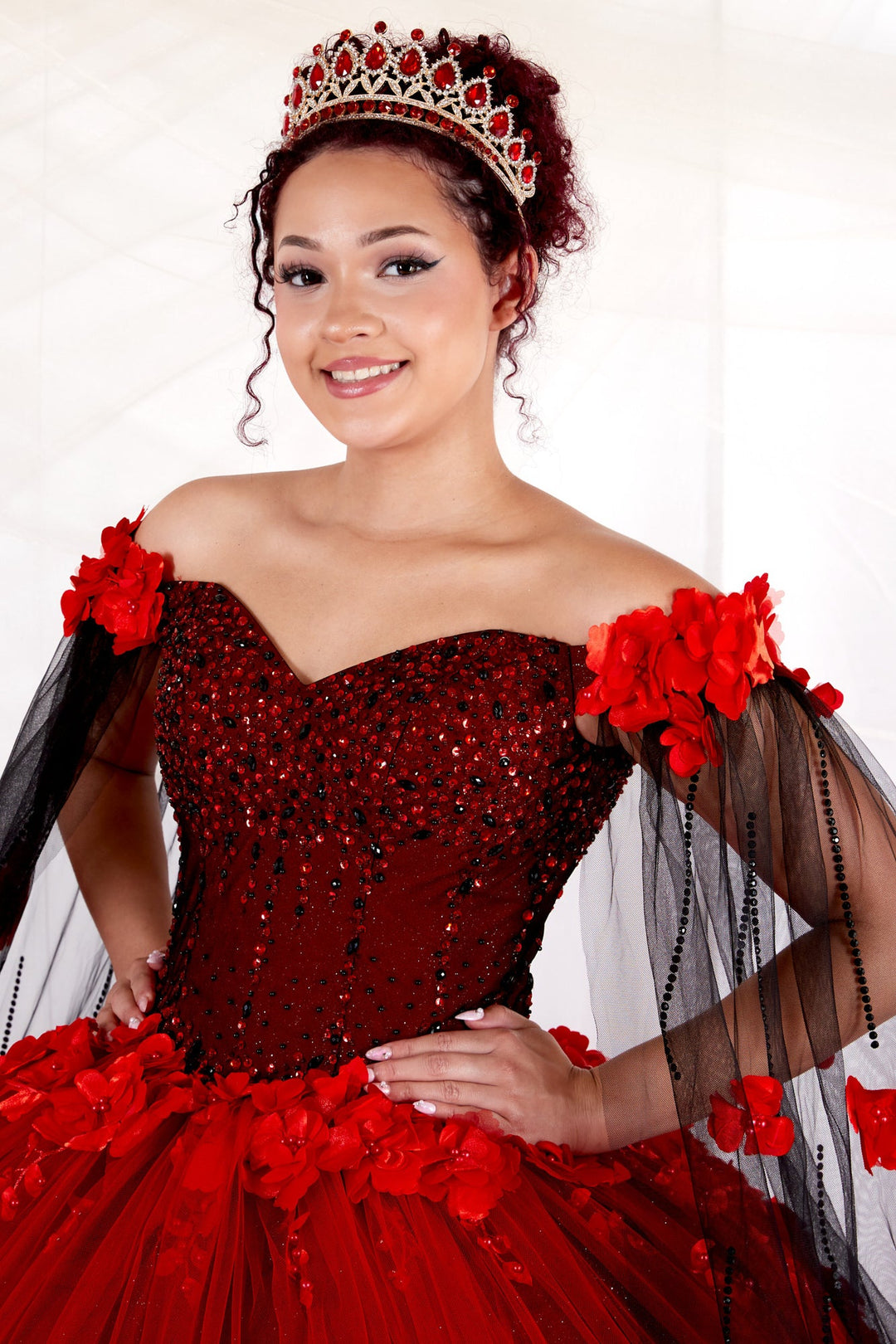 Off Shoulder Cape Sleeve Ball Gown by Calla SCL-30007