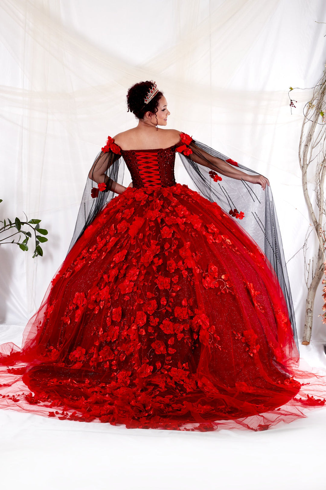 Off Shoulder Cape Sleeve Ball Gown by Calla SCL-30007