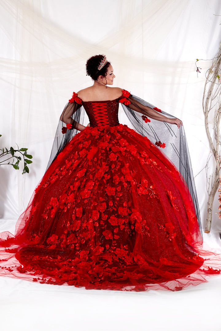 Off Shoulder Cape Sleeve Ball Gown by Calla SCL-30007