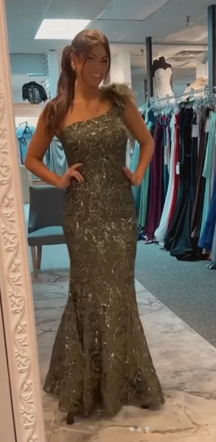 Sequin Fitted One Shoulder Gown by Jovani 25901