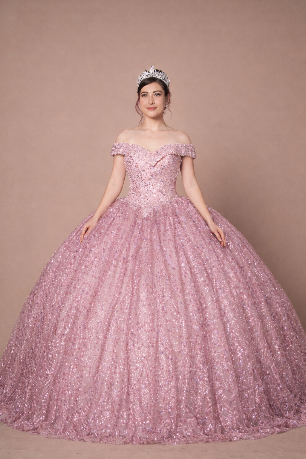 Applique Off Shoulder Cape Ball Gown by Calla SCL-30003