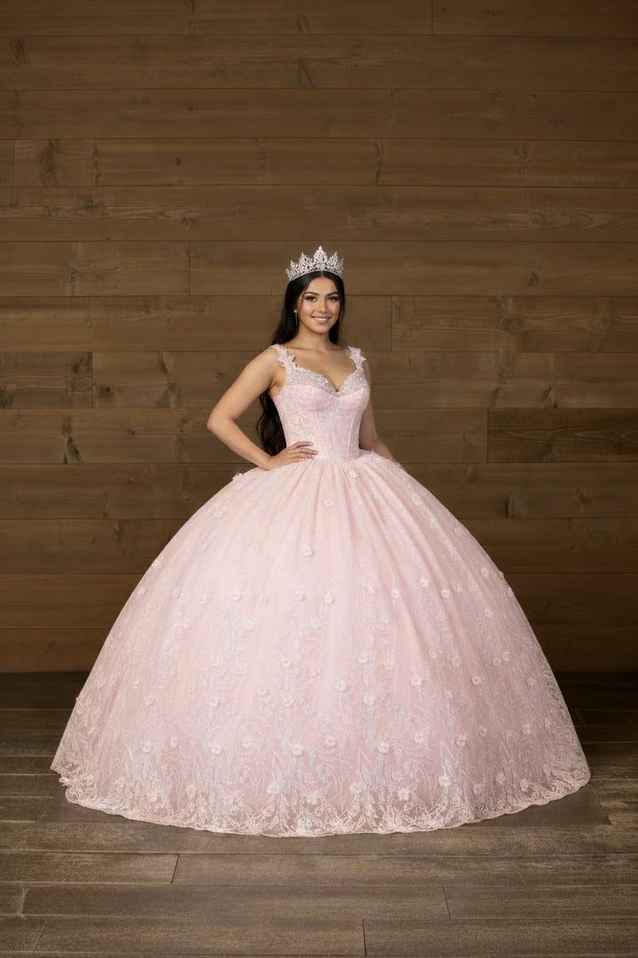3D Floral V-Neck Tiered Ball Gown by Calla SCL-30029
