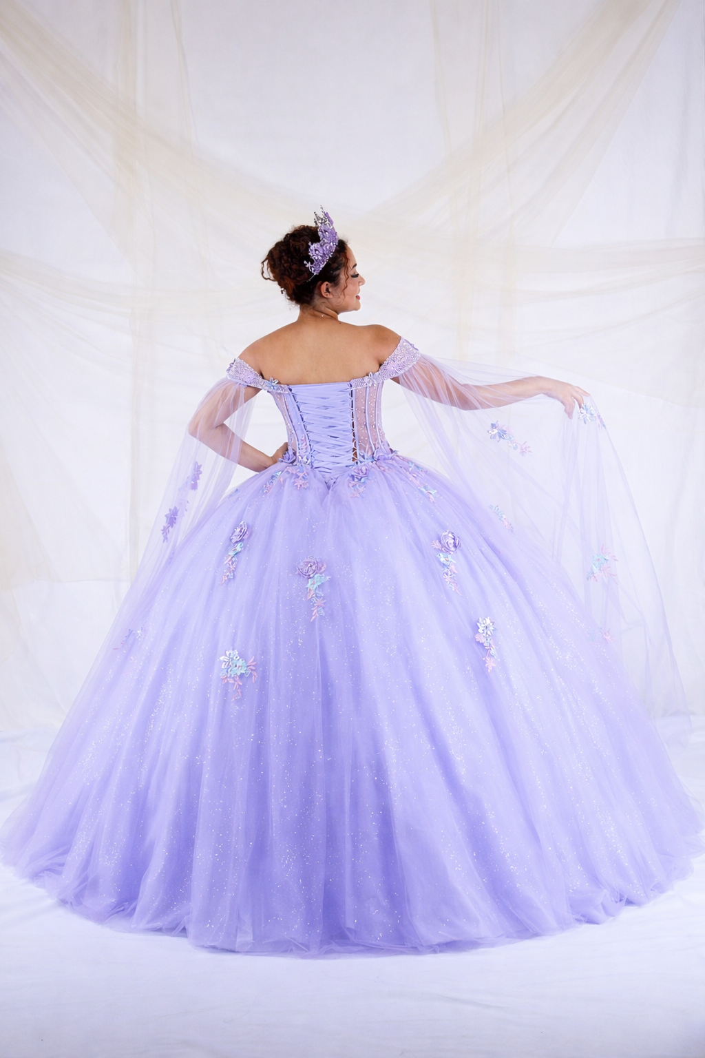 Off Shoulder Cape Sleeve Ball Gown by Calla SCL-30008