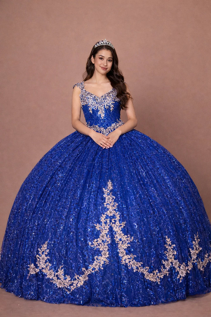 Applique Cap Sleeve Ball Gown by Calla KY-73309