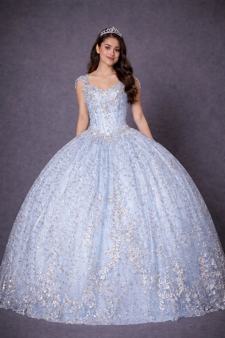 Applique Cap Sleeve Ball Gown by Calla KY-73309