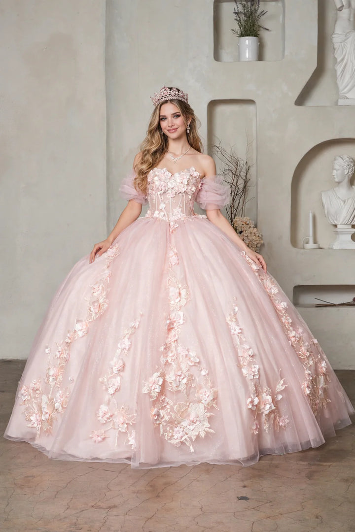Strapless Puff Sleeve Ball Gown by Calla SCL-30024
