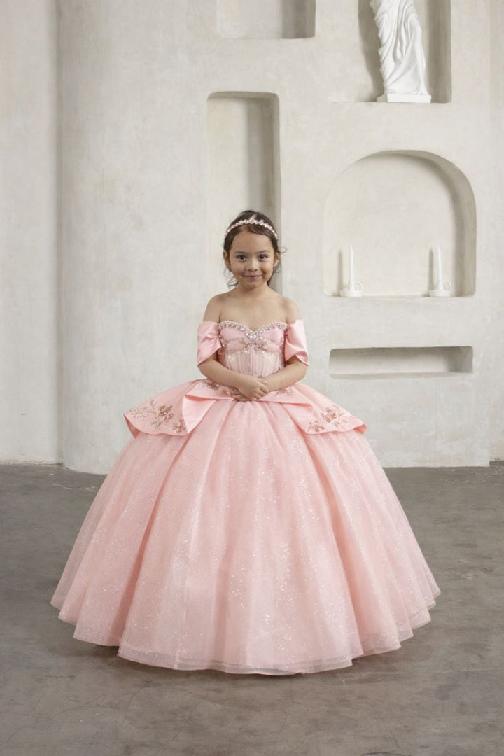 Girls Beaded Off Shoulder Gown by Calla SCK-327