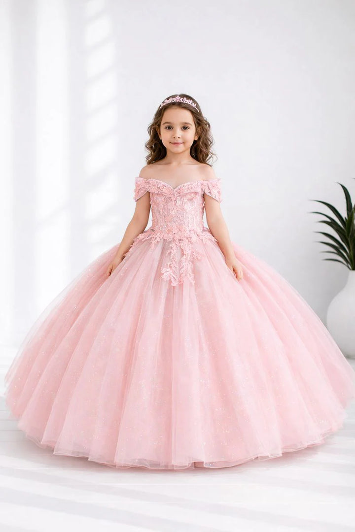 Girls Applique Off Shoulder Gown by Calla SCK-325