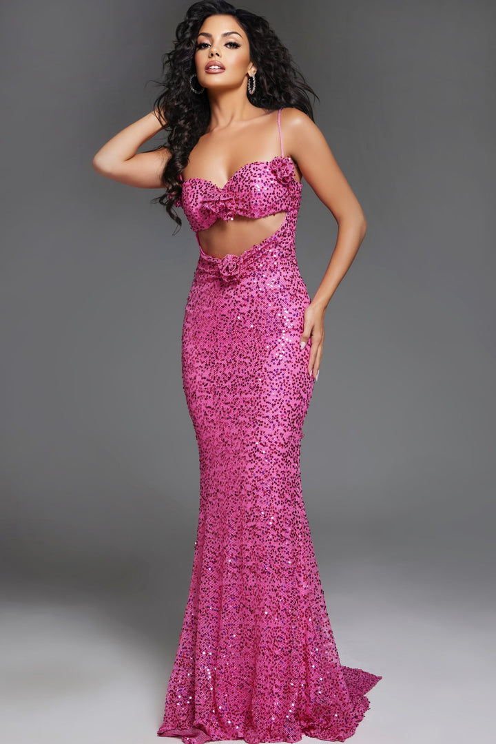 Sequin Fitted Sleeveless Slit Gown by Jovani D5403