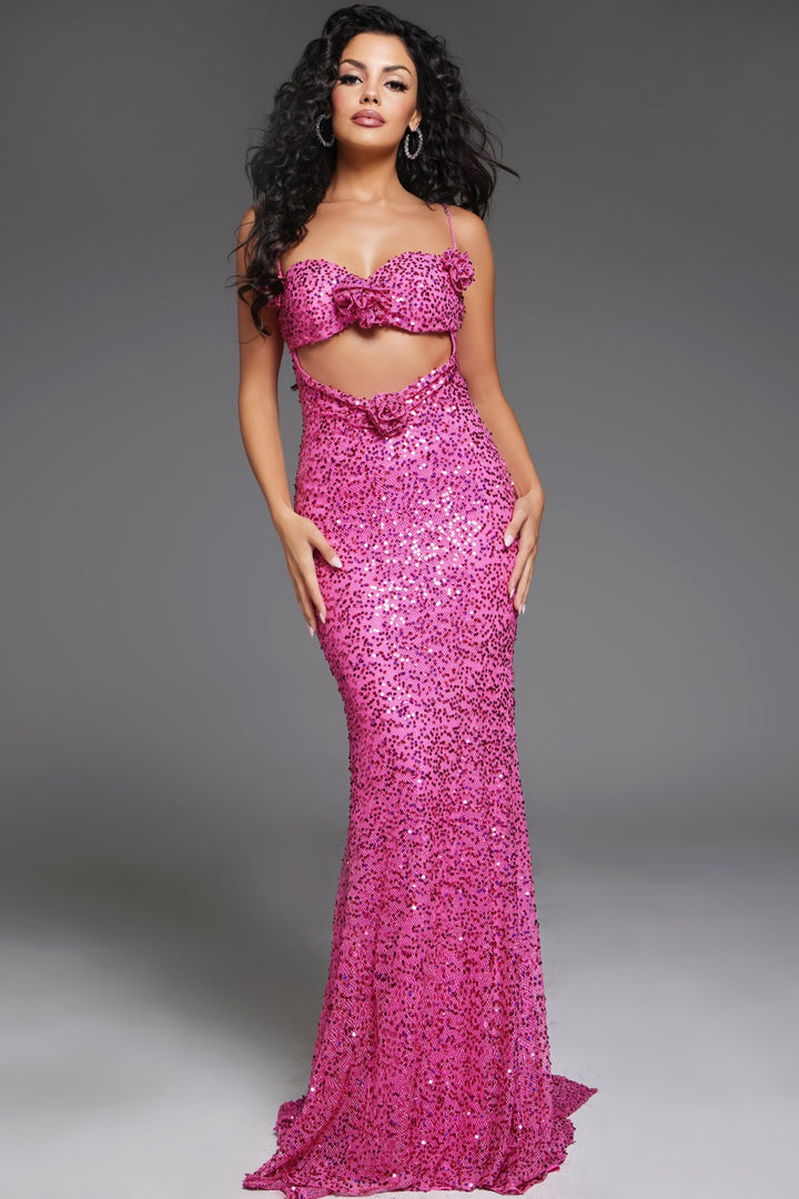 Sequin Fitted Sleeveless Slit Gown by Jovani D5403
