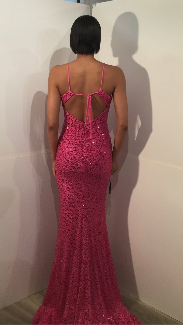 Sequin Fitted Sleeveless Slit Gown by Jovani D5403