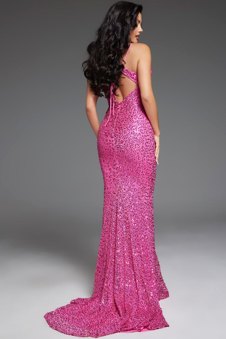Sequin Fitted Sleeveless Slit Gown by Jovani D5403