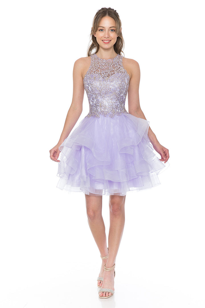 Short Halter Tiered Dress by Lenovia 8163