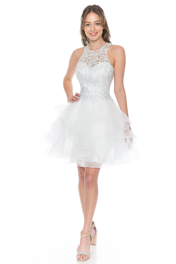 Short Halter Tiered Dress by Lenovia 8163