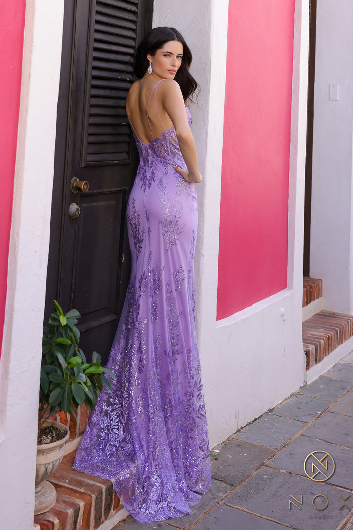 Glitter Print Sleeveless Mermaid Dress by Nox Anabel E1273