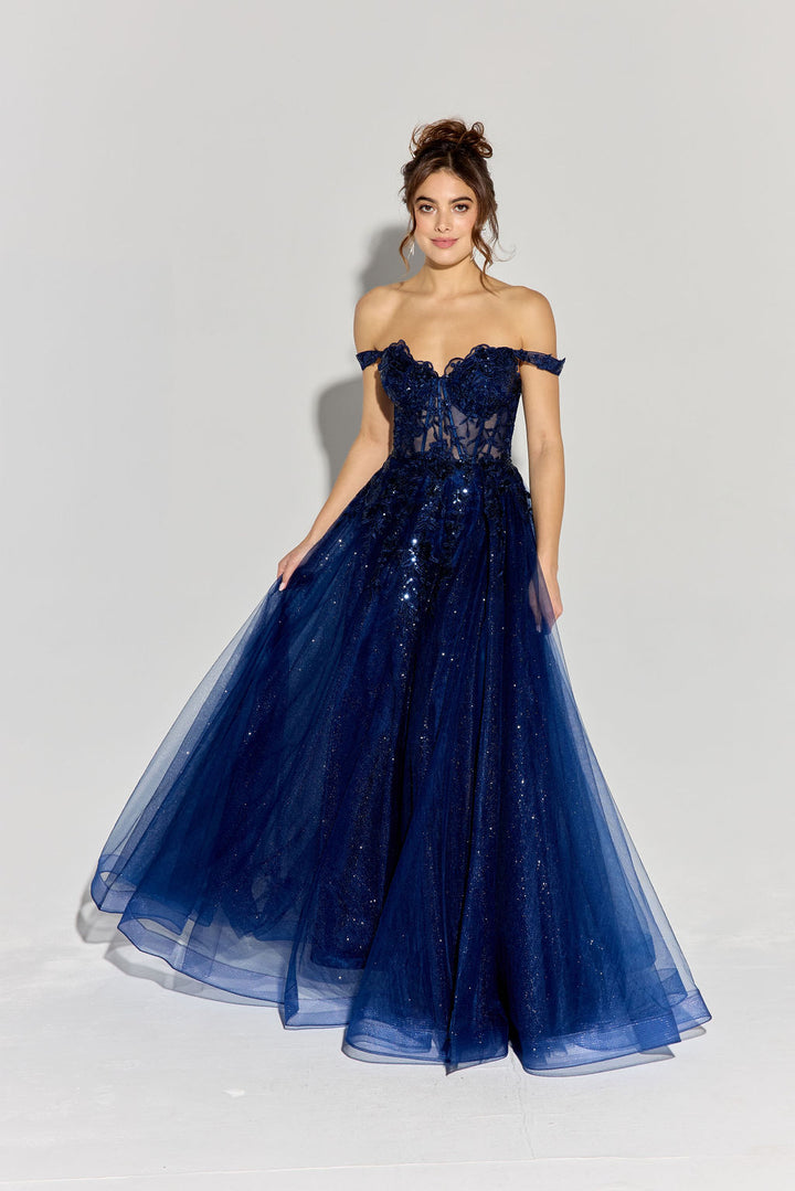 Off Shoulder A-line Slit Gown by Eureka EK128