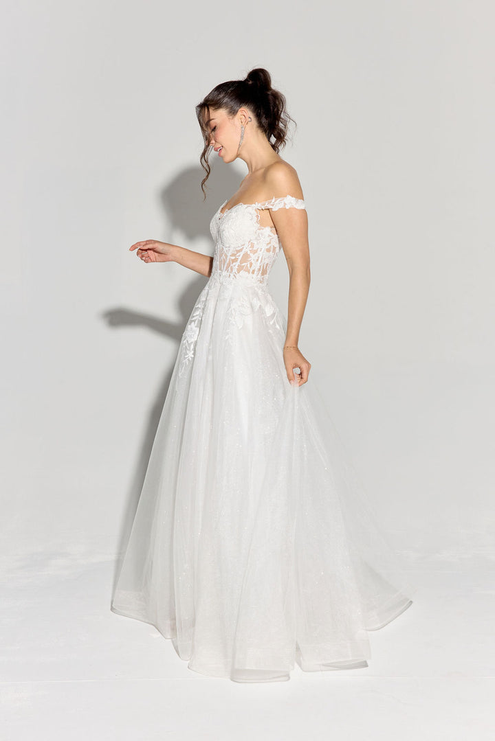 Off Shoulder A-line Slit Gown by Eureka EK128