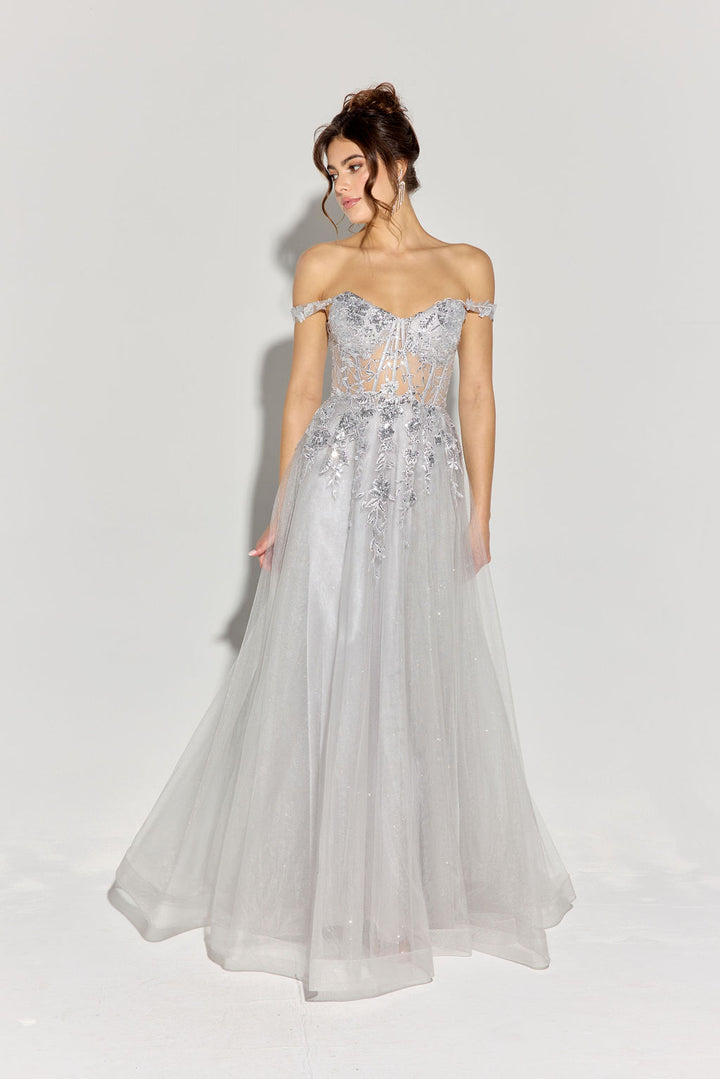 Off Shoulder A-line Slit Gown by Eureka EK128