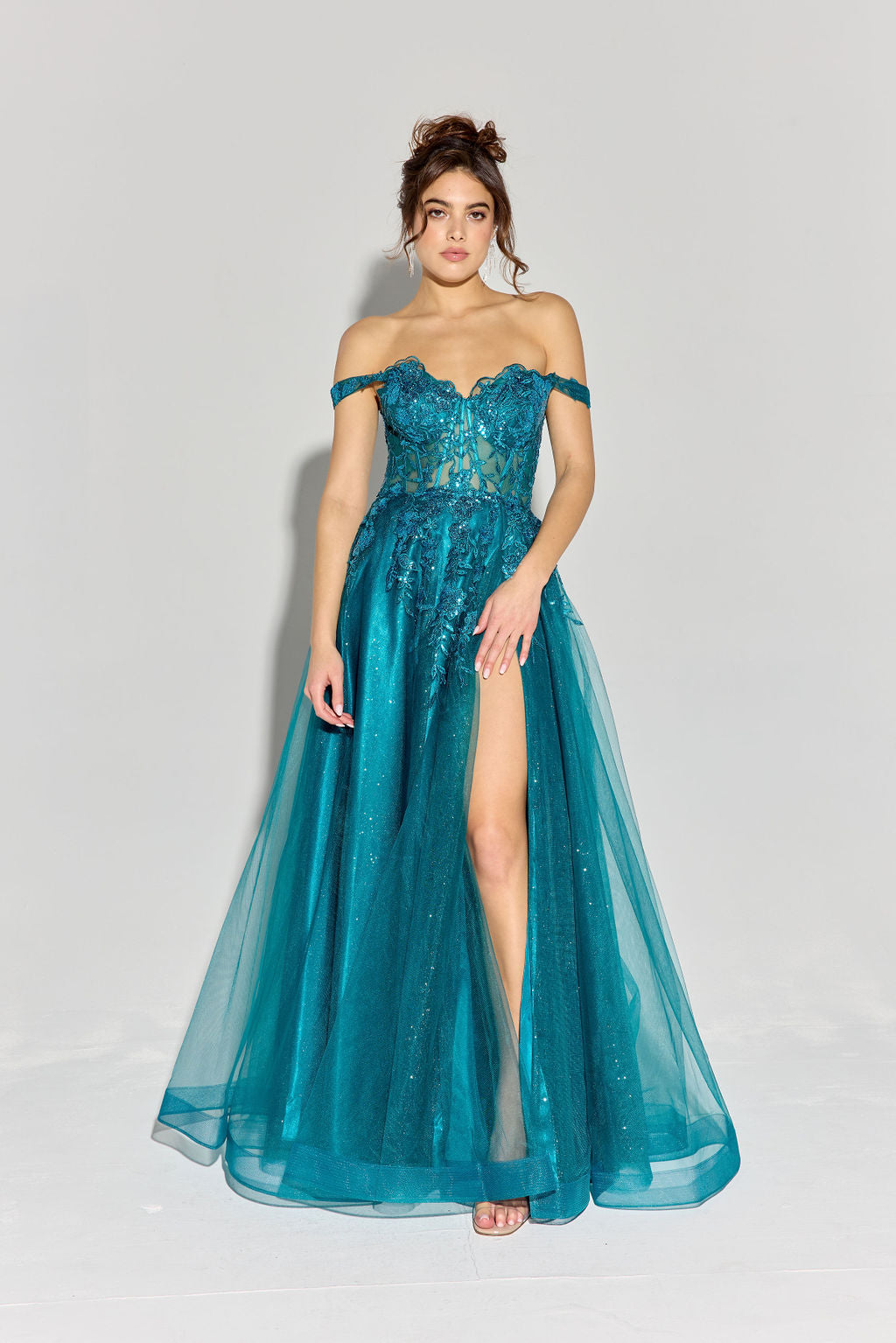 Off Shoulder A-line Slit Gown by Eureka EK128