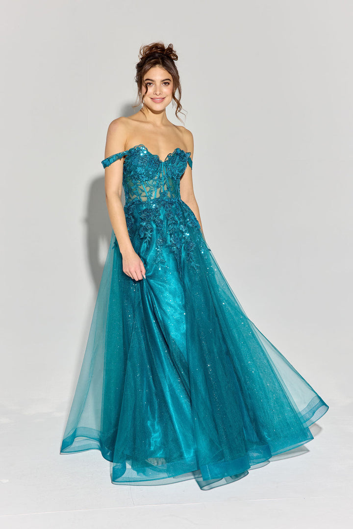 Off Shoulder A-line Slit Gown by Eureka EK128