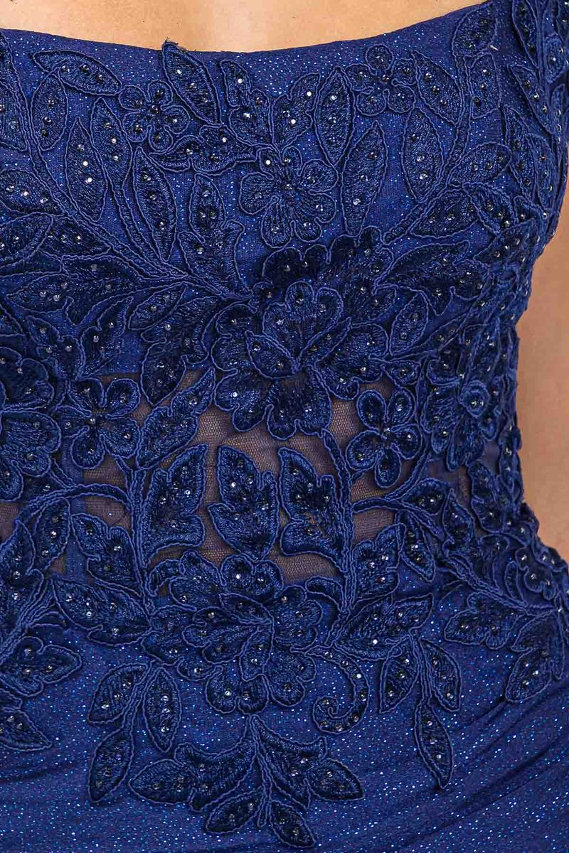 Applique Fitted Sleeveless Slit Gown by Eureka EK129