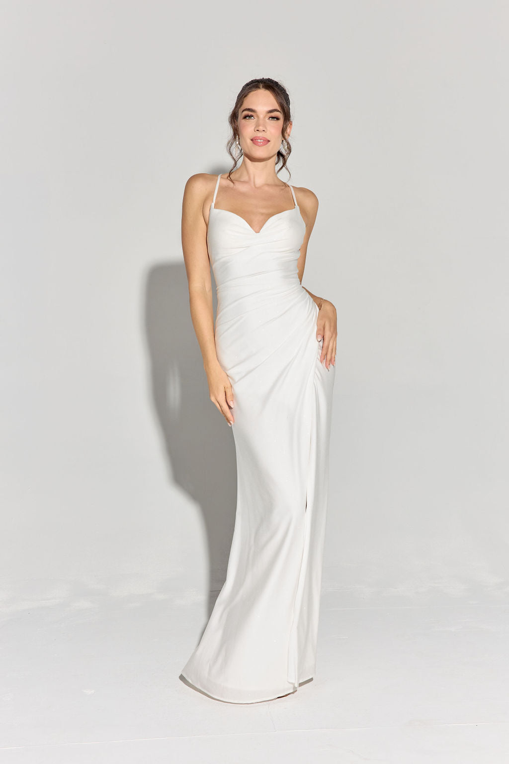 Glitter Jersey Sleeveless Slit Gown by Eureka EK136