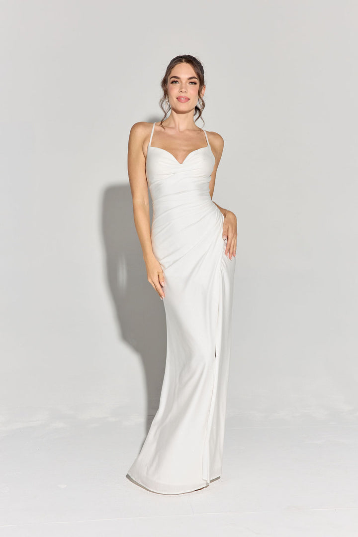 Glitter Jersey Sleeveless Slit Gown by Eureka EK136