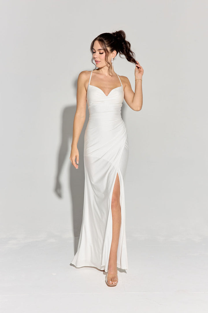 Glitter Jersey Sleeveless Slit Gown by Eureka EK136
